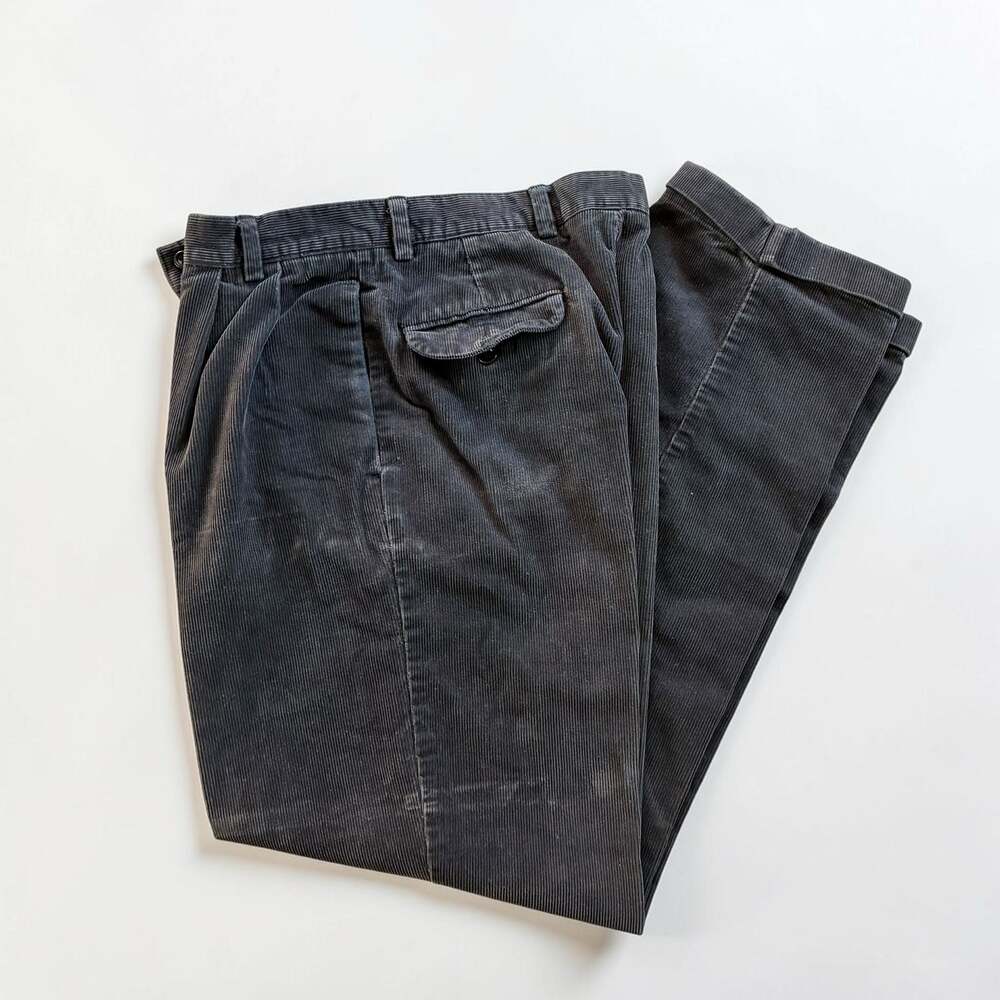 Vintage Dockers Pleated Corduroy Pants Charcoal Grey 34x32